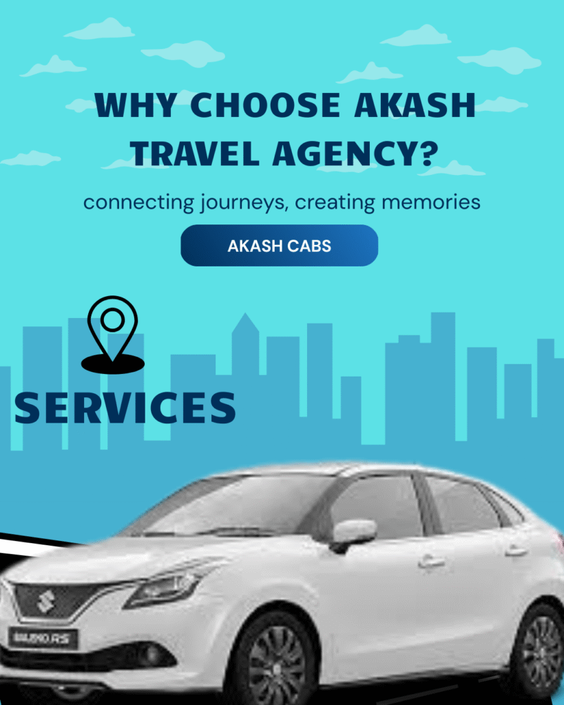 Akash Cabs Hubli yellow taxi illustration. Travel the smart way with Akash, your trusted travel partner.